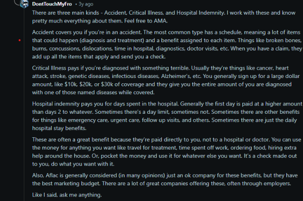 User shares experience about riders in insurance